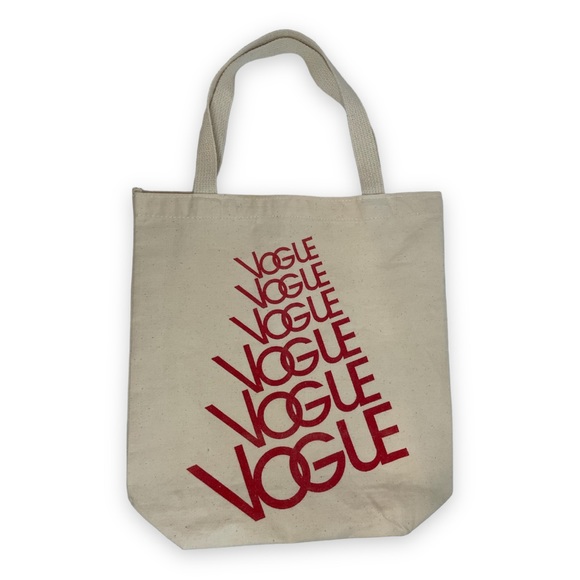 Vogue Bags Vintage Rare Vogue Canvas Tote Bag Cream Red Poshmark